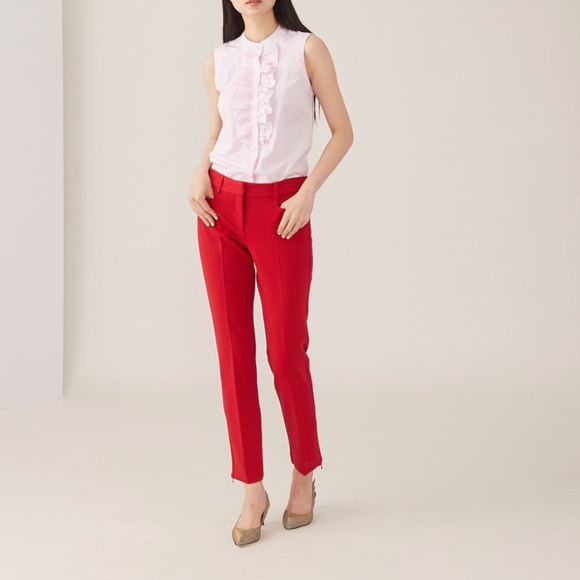 Pink Tartan Ankle Zip pant - in Red - Picture 3 of 4